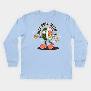 sushi  roll retro cartoon Kids Long Sleeve T-Shirt